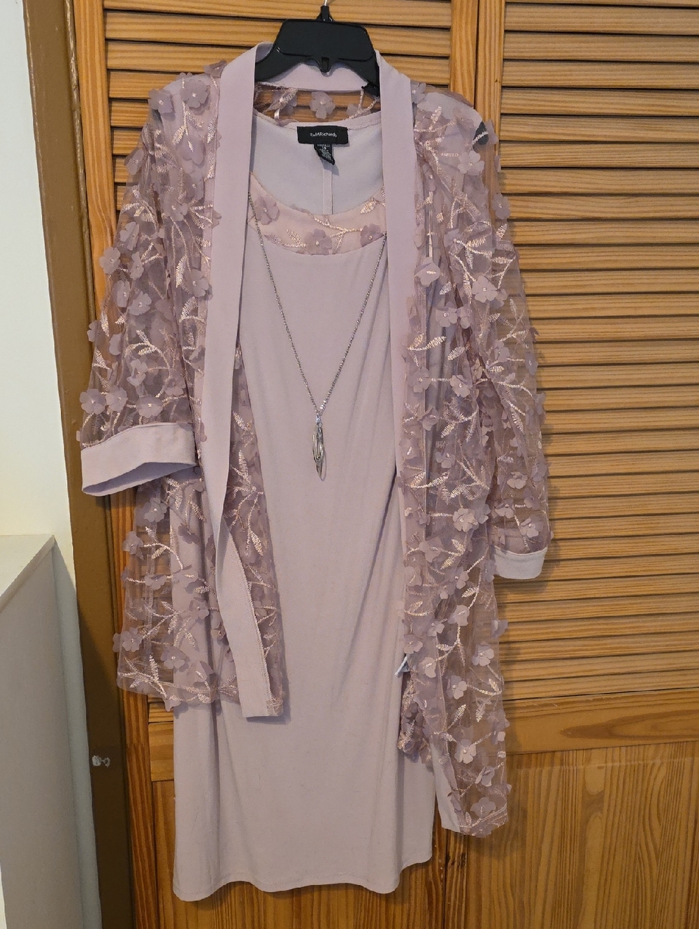 Lafayette 148 New York Lilac Embroidered Sheer Robe and Dress Set